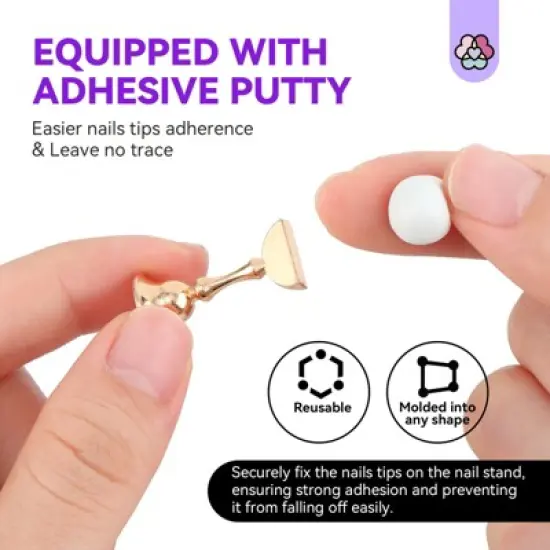 Saviland Salon-Grade Press-On Display: 3-Pc 1.2N Magnetic Stands w/40 Reusable Silicone Pads - Iridescent Artistry Training System. image {3}