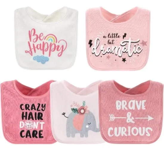 The Peanutshell Baby Girl Terry Bibs, 18 Pack for Feeding, Teething, or Drooling|Girl Foods/Wild Child image {4}