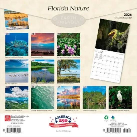 BrownTrout 2026 Florida Nature 12"x24" Hanging Square Wall Calendar Plastic-Free image {1}