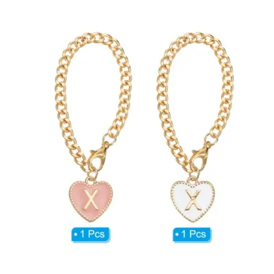 Unique Bargains Letter Heart Shape Identification Accessories Pink & White 2 Pcs image {2}