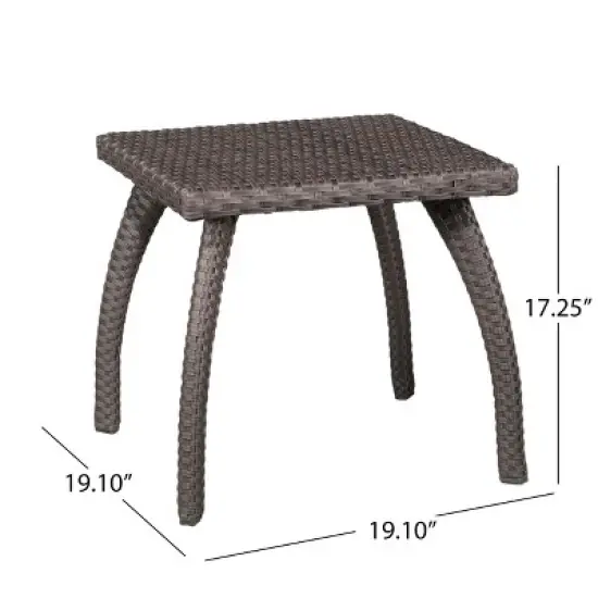 GDFStudio Hilary Outdoor Wicker Side Table with Curved Leg image {2}