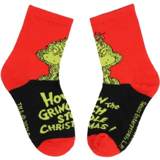 Dr. Seuss The Grinch Kids Socks 2 Pairs Athletic Crew Socks For Kids Multicoloured image {2}