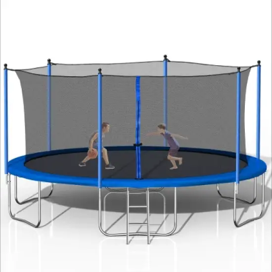 UNISOAR 14FT Trampoline with Safety Enclosure Net,Blue image {3}