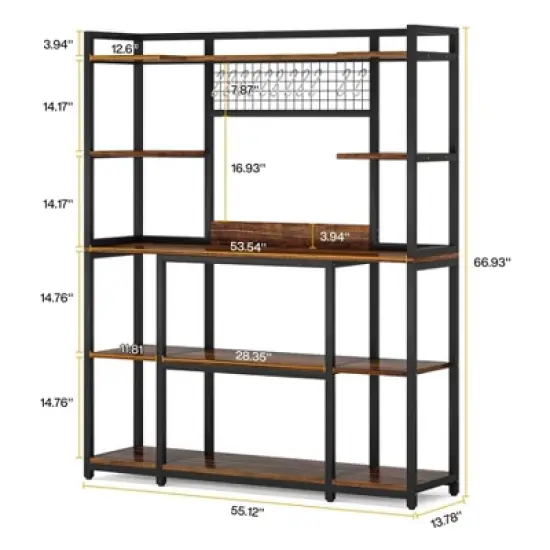 LITTLE TREE 55" 5 Tier Storage Baker's Rack Brown/Black image {2}