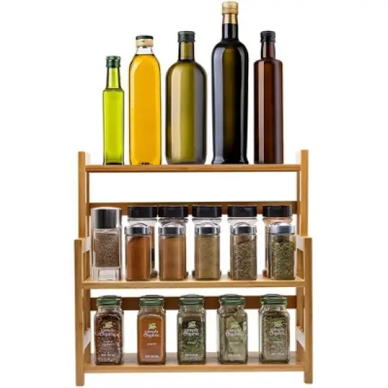 Sorbus 3-Tier Bamboo Kitchen Countertop Organizer - ideal for storage and display, stores your favorite spices, seasonings, and household items image {6}