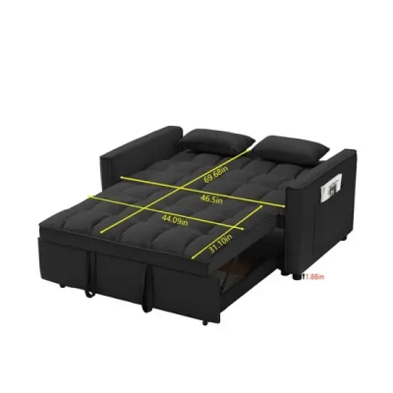 XINGHANZHENXUAN 3-in-1 Velvet Convertible Loveseatm, Sleeper Sofa Bed with Adjustable Backrest & Storage image {2}