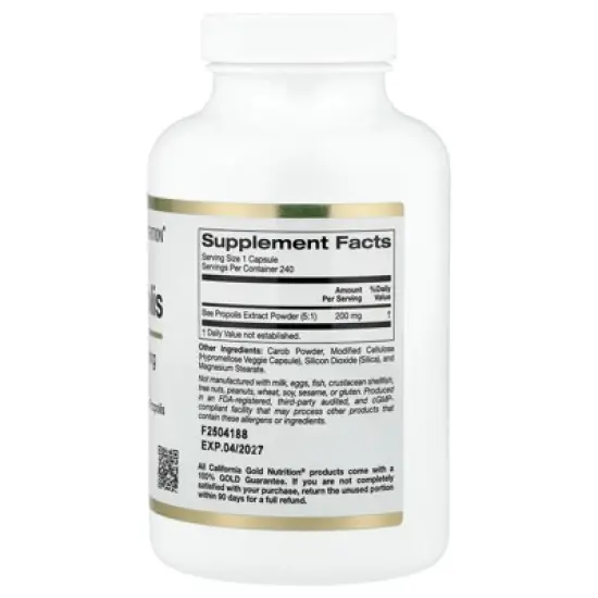California Gold Nutrition Bee Propolis, 1,000 mg, 240 Capsules image {2}