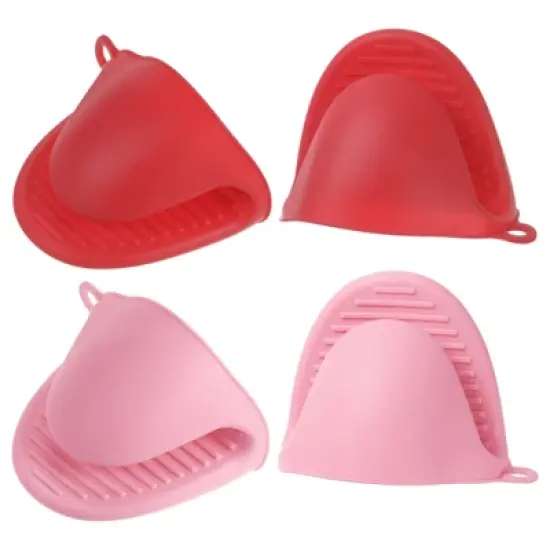 Unique Bargains Heat Resistant Kitchen Utensil Sets Silicone Oven Mitts 4 Pcs image {29}