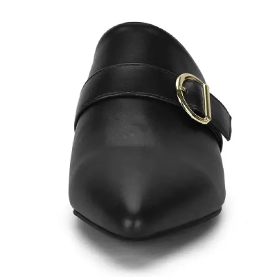 Allegra K Women's Pointed Toe Slip-on Block Heel Sandals Mules image {2}