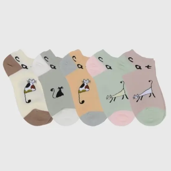 Anna-Kaci Adorable Cat - Print No Show Socks Soft for Casual 5Pk image {4}
