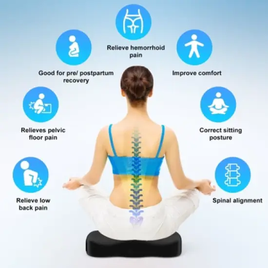 NEXPOW Memory Foam Seat Cushion Cooling Gel Butt Pillow for Tailbone Pain Relief - Chair Cushion image {4}