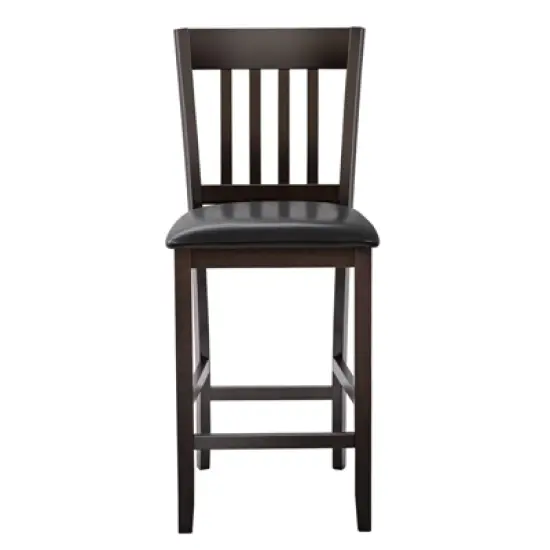Tangkula Set of 4 Bar Stools Counter Height Pub Chairs w/ PU Leather Seat&Rubber Wood Legs image {2}