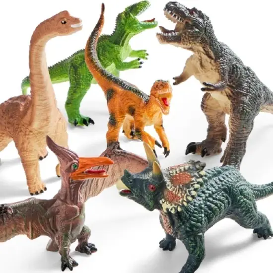 Joyfy Big Dinosaur Toys for Toddlers, Realistic Jurassic World Toys, 6Pcs Dinosaur Action Figures with an Educational Book, Gift for Kids Ages 1-5 image {7}