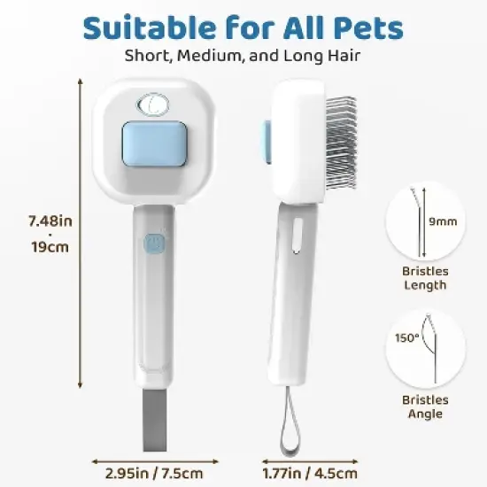 BABYYER Cat Steam Brush，3 In 1 combs for indoor cats，pet steam brush for shedding,Dog shedding for Long and Short Hair Dogs and Cats Pet Grooming image {5}