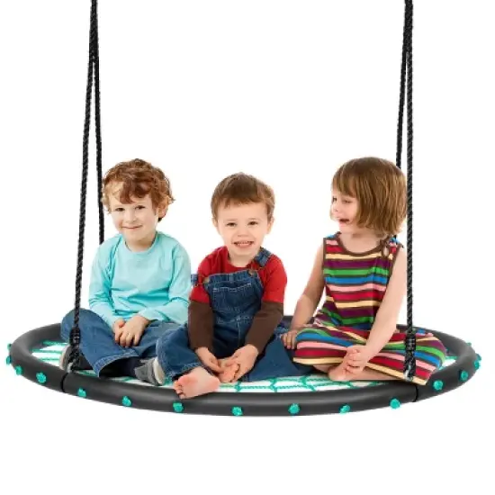 Costway 40'' Spider Web Tree Swing Set w/ Adjustable Hanging Ropes Kids Play Set BlueGreenOrange image {11}