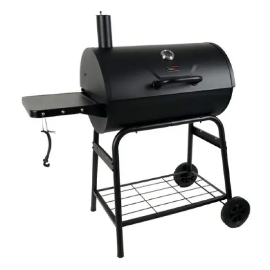 Grill Boss 30 Inch Barrel Charcoal Grill with Adjustable Grate, Large Cooking Area, Built In Temperature Gauge, and Durable Cast Iron Grates, Black image {5}