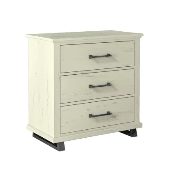 Festivo 2pc Contemporary 3 Drawer Nightstand Side Table Set Saw Cut Off-White image {5}
