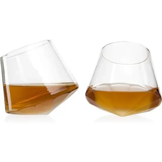 The Wine Savant Clear Diamond Decanter for Wine & Whiskey Set Includes 2 Clear Whiskey Diamond Glasses, Stylish & Beautiful Home Decor - 750 ml image {3}