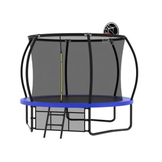 Whisen Outdoor Pumpkin Trampoline with Safety Enclosure Net, Foam Padded Poles, W-Shaped Legs, Balance Bars image {8}