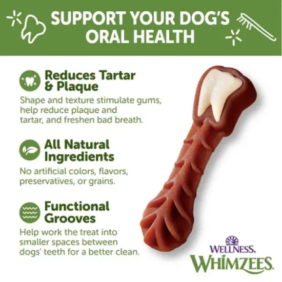 WHIMZEES by Wellness Brushzees Medium Dental Vegetable Flavor Dog Treats image {4}