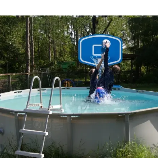 GoSports Splash Hoop UP Above Ground Pool Hoop Basketball Game with 2 Pool Basketballs and Pump - Blue image {5}