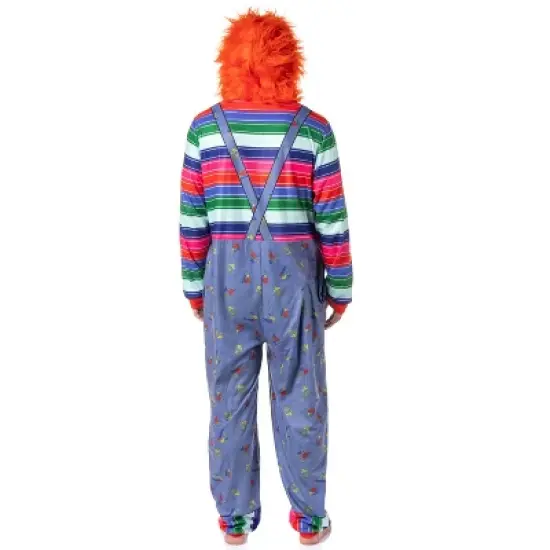Child's Play Mens' Chucky Good Guys Hooded Union Suit Costume Sleep Pajama Blue image {2}