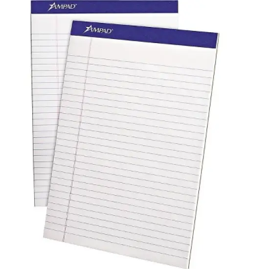 Ampad Perforated Writing Pad 8 1/2 x 11 3/4 White 50 Sheets Dozen. 20320 image {1}