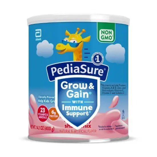 PediaSure Grow & Gain Non-GMO Shake Mix Strawberry Powder - 14.1oz image {1}