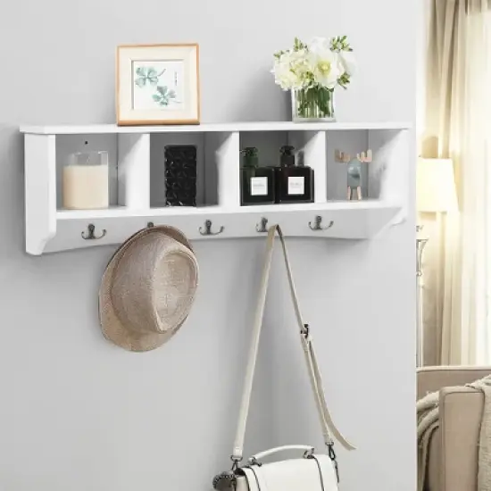Costway Hanging Entryway Shelf Coat Rack Wall Mounted Storage Cabinets image {3}