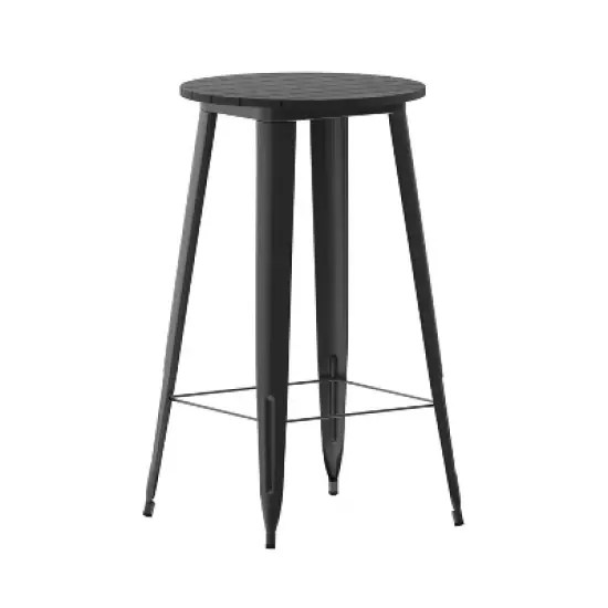 Flash Furniture Declan Commercial Indoor/Outdoor Bar Top Table, 23.75" Round All Weather Poly Resin Top with Steel base image {10}