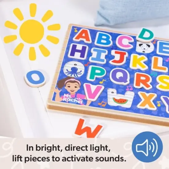 Melissa & Doug&reg; Ms. Rachel Wooden Phonics Alphabet Sound Puzzle with Light-Activated Sound Effects, 26-Piece: Educational Aid image {1}