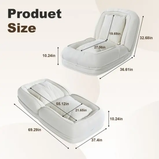 KWPZQEB Foldable Human Dog Bed, Foldable Sofa Bed with 5 Adjustable Position & 2 Pillows, Memory Foam Human Dog Bed for Adults and Pets image {6}