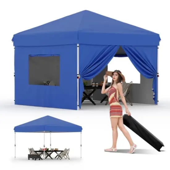 10x10FT Instant Pop-Up Canopy Tent with 4 Removable Side Walls &ndash; Commercial-Grade Outdoor Shelter System for Events, Black image {9}