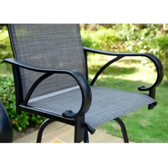 3pc Outdoor Set with Faux Wood Tabletop & Metal/Textilene Stools - Captiva Designs image {11}