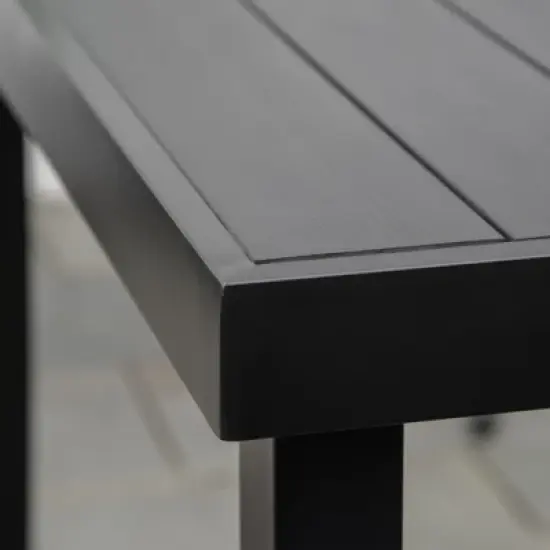 Gulches Outdoor Dining Table for 6, Rectangular Patio Table with Aluminum Legs & Woodgrain Top, 55" x 35.5", Black image {8}