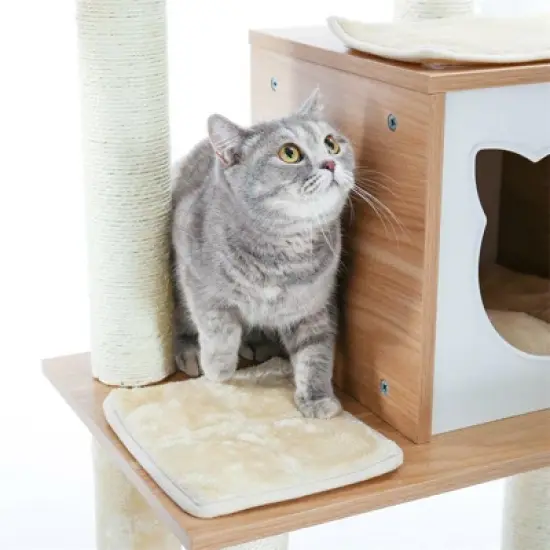 Modern Cat Tree Tower for Indoor Cats with Hammock image {5}