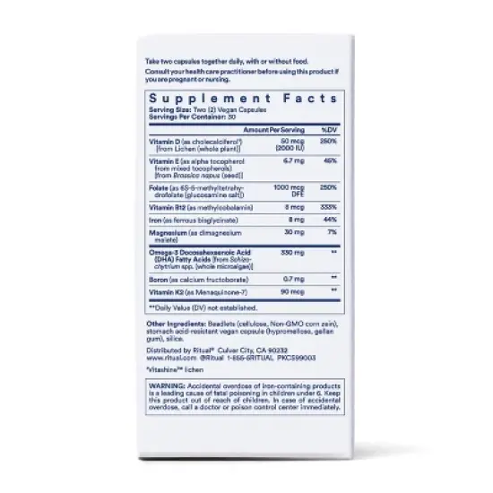 Ritual Essential Multivitamin for Women 18+ Vegan Capsules - Mint - 60ct image {5}
