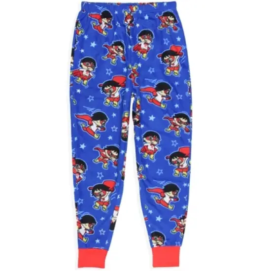 Ryan's World Boys' Super Hero Long Sleeve Shirt Plush Pants Pajama Set image {4}