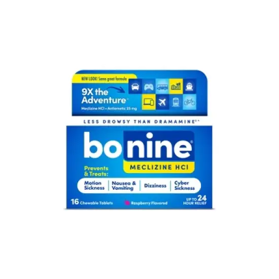 Bonine Non-Drowsy Nausea Relief - Meclizine HCI 25mg Chewable Tablets - Raspberry - 16ct image {7}