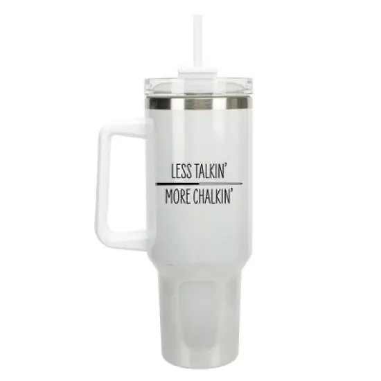 100 North Less Talkin' More Chalkin' Billards Pool Player Wrap-Around 40 Oz. Stainless Steel Water Bottle Coffee Mug, Spill & Leak Resistant, Travel image {5}