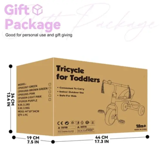 Itopfox Toddler Tricycle for Ages 2-4 Years, Kids Trike with Bell and Back Basket, 3 Wheel Bike Riding Toy Gift for Girls, Purple image {7}