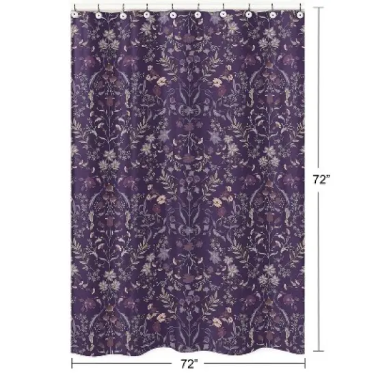 Sweet Jojo Designs Shower Curtain 72in.x72in. Boho Floral Wildflower Plum Purple and Teal image {4}