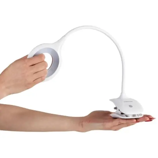 Insten LED Desk Lamp, Bright Table Lamp, Clip-On, Rechargeable, Flex Neck, Touch Control, 3 Brightness Levels, 240 Lumens, White image {2}