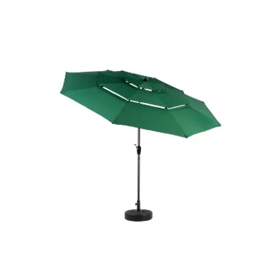 DOMETOUR 9ft 3 Tier Auto-tilt Umbrella ,Outdoor Patio Umbrella - Market Table Pool Deck Umbrella (Base Not Included)   -  ( Dark green ) image {4}