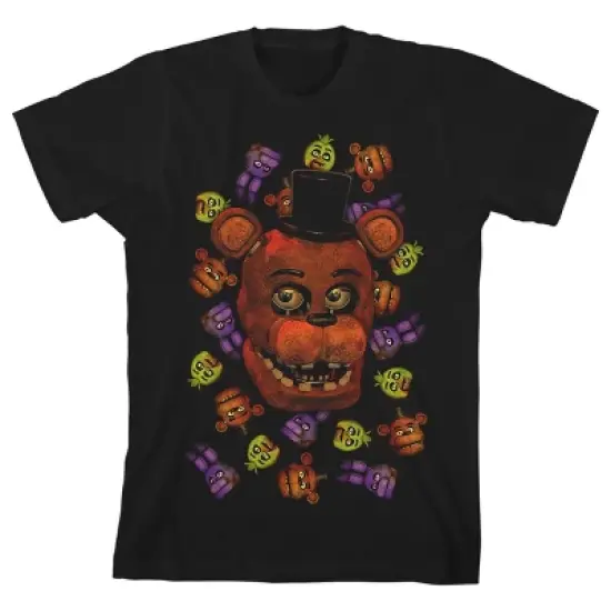Five Nights At Freddy's Big Freddy Face Boy's Black T-shirt image {3}