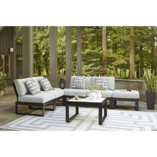 Signature Design by Ashley Beachloft Outdoor Ottoman with UV Resistant Cushion, Gray image {5}
