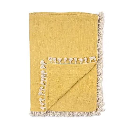 Crane Baby 6-Layer Muslin Baby Blanket with Tassel Edge image {9}