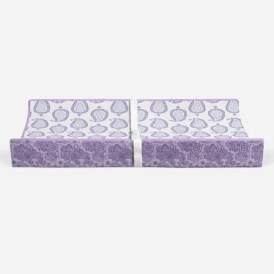 Bacati - Isabella Paisley Aqua/Lilac/Purple Paisley Changing Pad Cover image {5}