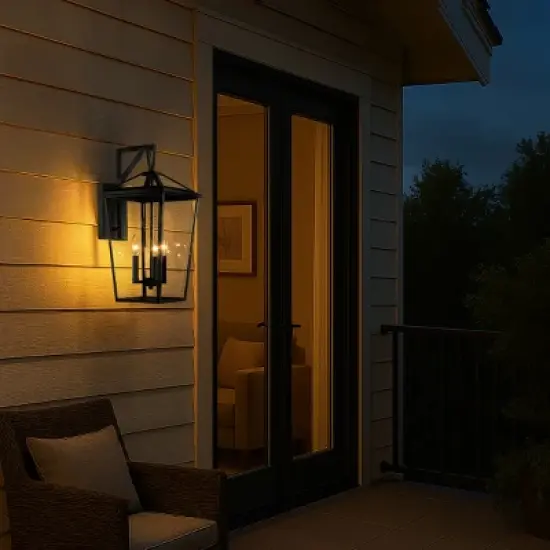 ALOADECOR Classic Outdoor Wall Lantern Matte Black Wall Sconce with Clear Tempered Glass Open Bottom Wall Mount Light Fixture for Entryway image {3}