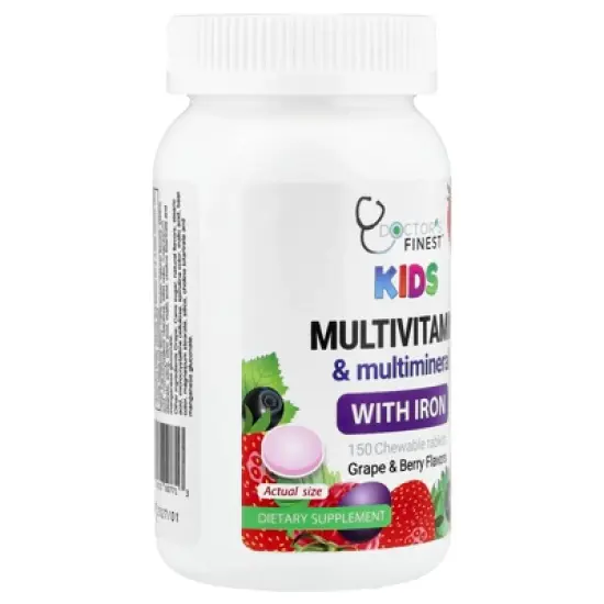 Doctor's Finest Kids Multivitamin & Multimineral with Iron, Grape & Berry, 150 Chewable Tablets image {3}